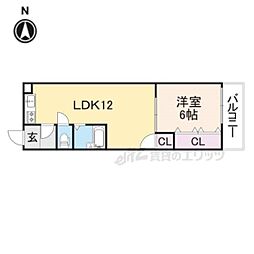 レオハイム長尾3 1LDKの間取図画像