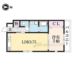 シエルグランデ招堤元町II 1階1LDKの間取り