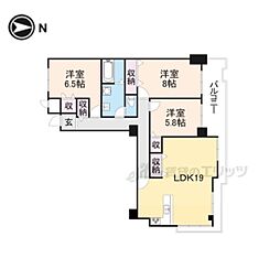 近鉄けいはんな線 学研奈良登美ヶ丘駅 徒歩20分の賃貸マンション 1階3LDKの間取り
