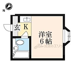近鉄奈良線 生駒駅 徒歩10分の賃貸マンション 4階ワンルームの間取り