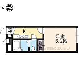 近鉄けいはんな線 荒本駅 徒歩6分の賃貸アパート 2階1Kの間取り