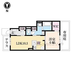 JR片町線(学研都市線) 長尾駅 徒歩34分の賃貸アパート 1階1LDKの間取り
