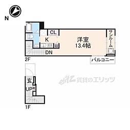 ベル　ソンジュ 2階ワンルームの間取り