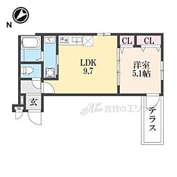 サンセレーノMINAMI 1階1LDKの間取り