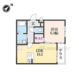 サンセレーノMINAMI 1階1LDKの間取り