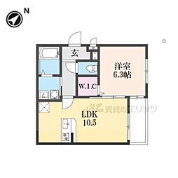 サンセレーノMINAMI 3階1LDKの間取り