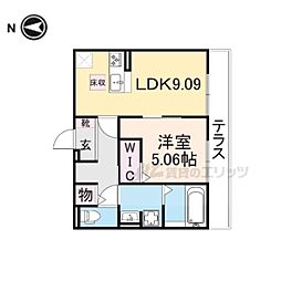 ボナールＣ棟 2階1LDKの間取り