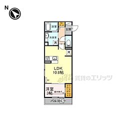 メゾンジュネス 3階1LDKの間取り