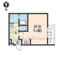 フジパレス森河内西 2階1Kの間取り