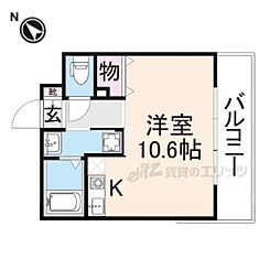 JR片町線(学研都市線) 長尾駅 徒歩25分の賃貸マンション 3階ワンルームの間取り