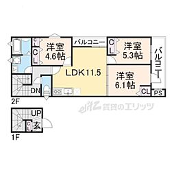 クリエオーレ牧野阪 3LDKの間取図画像