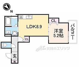 クリエオーレ大利元町 1LDKの間取図画像