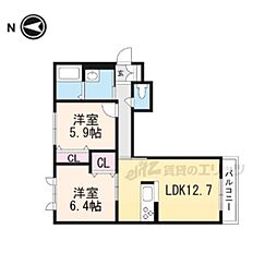 アクシア 2LDKの間取図画像