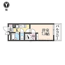 レオパレス逢阪 1Kの間取図画像