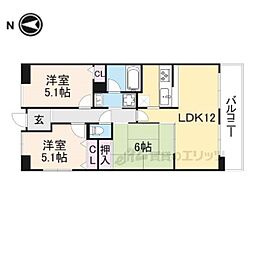 プランテーム吉田 3LDKの間取図画像