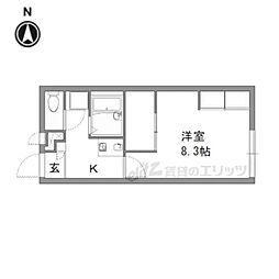 レオパレス東香里 1Kの間取図画像