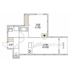 へーベルメゾン星田駅前 1LDKの間取図画像