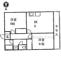 グラス・ガーデン2 2DKの間取図画像