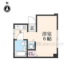 ニューストークアパートメント禁野本町 ワンルームの間取図画像