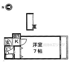 パルク枚方 1Kの間取図画像