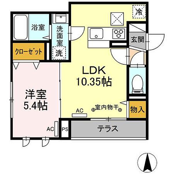 東京都日野市万願寺4丁目(賃貸マンション1LDK・2階・36.58㎡)の写真 その2