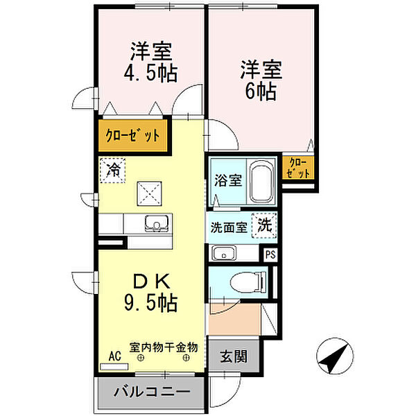 東京都八王子市石川町(賃貸アパート2LDK・1階・45.13㎡)の写真 その2