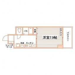 スタジオ広島 1Kの間取図画像