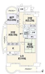 レインボー木曽川壱番館 3SLDKの間取図画像