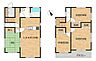 間取り：【間取り図】4LDK の暮らしやすい間取のお家です。南側にバルコニーがあるお庭付きです。駐車並列2 台可能で、駐輪場付きのため、家族の暮らしにぴったりです。
