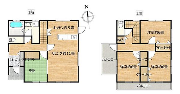 【間取図】RF後完成予定の間取り図です。全居室に、収納がついているのがいいですね。