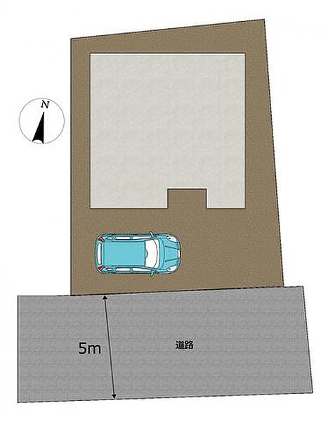 【リフォーム済/区画図】お車は横づけで1台分のスペースがあります。