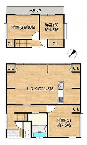 【リフォーム後/間取り図】間取りは使い勝手の良い3LDKの2階建てです。各居室に収納を備えた、家族みんなが暮らしやすいおうちに生まれ変わります。