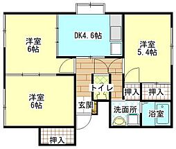 グランデール拾六番館 2階3DKの間取り
