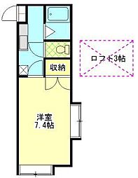 グランデール壱番館 2階1Kの間取り