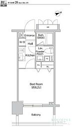 プライムアーバン神楽坂 1Kの間取図画像