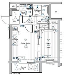 PREMIUMCUBE大岡山DEUX 1DKの間取図画像