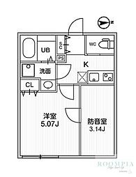 Ts Cuore MUSE落合 1Kの間取図画像