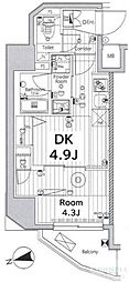 メイクス上野 1DKの間取図画像