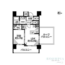 プレール・ドゥーク世田谷代田 1LDKの間取図画像