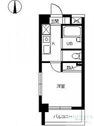 スカイコート神楽坂第2 1Kの間取図画像