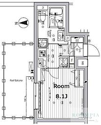 メイクスデザイン学習院下 1Kの間取図画像