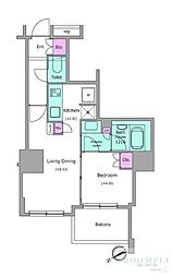 レジディアタワー目黒不動前 1LDKの間取図画像