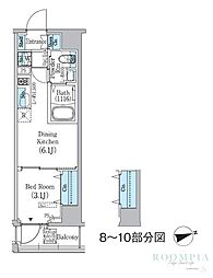 PrimeBliss東中野駅前 1DKの間取図画像