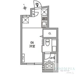 グランドエッグス中野坂上 ワンルームの間取図画像