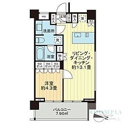 イクサージュ目黒 1LDKの間取図画像