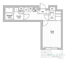 豊島千早レジデンス 3階1Kの間取り
