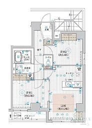 フュージョナル浮間舟渡 2階2LDKの間取り