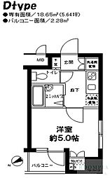メインステージ市ヶ谷曙橋 3階1Kの間取り