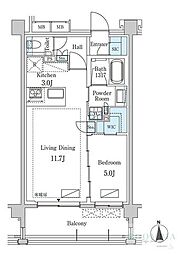 グランドゥールプレミアム代々木大山 3階1LDKの間取り