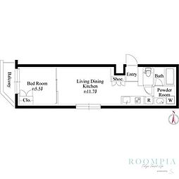 グランパセオ代々木上原II 3階1LDKの間取り